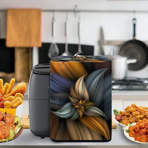 Miniatura 5 de Air Fryer Oven Dust Cover with Handle and Pocket, Easy Cleaning Electric Appliance Cover, Brown Flower Flor marrón (Brown Flower)