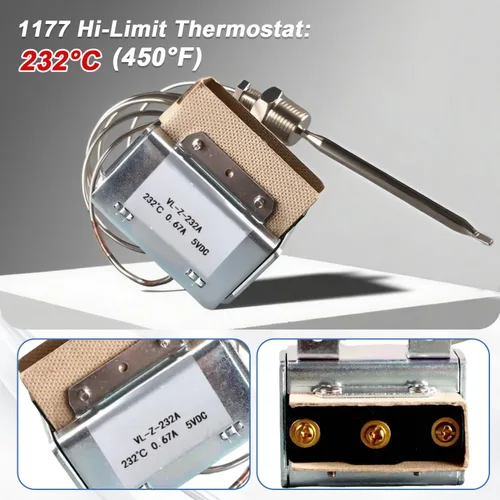 Miniatura 3 de Interruptor de freidora de termostato de límite alto 1177 actualizado 3/8 "Mpt 450°F Compatible con ATOSA 301030005 Imperial ROBERTSHAW Equipo
