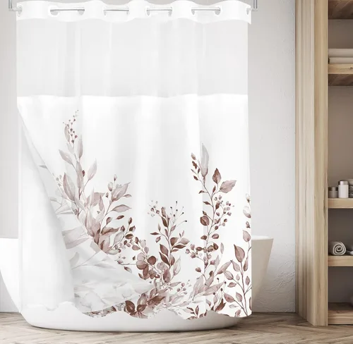 Miniatura 55 de Tititex Spun Sugar - Juego de cortinas de ducha de eucalipto azul claro, hojas de acuarela brillantes en la parte superior, decoración floral