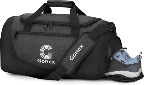 Gonex Bolsa de lona para gimnasio con compartimento para zapatos, bolsillo húmedo, bolsa deportiva de gran capacidad para hombres y mujeres, bolsa