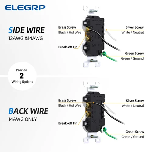 Miniatura 5 de ELEGRP Receptáculo dúplex de 20 amperios y 125 V, toma de corriente eléctrica estándar, resistente a manipulaciones TR y resistente a la intemperie
