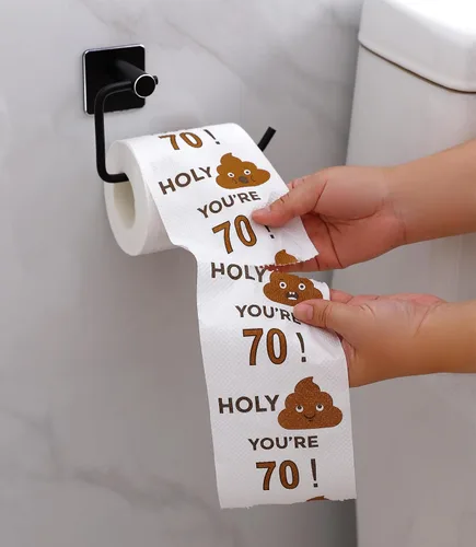 Miniatura 4 de Rollo de papel higiénico de feliz cumpleaños 70 de 3 capas, divertidos regalos de cumpleaños para hombres y mujeres, novedad para decoraciones