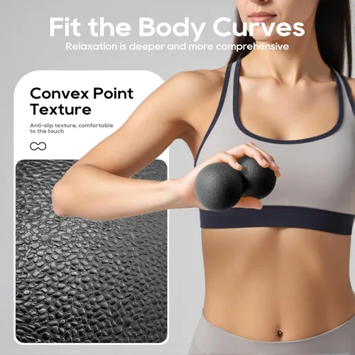 Miniatura 2 de Bola de masaje de maní duro, doble bola de lacrosse para liberación miofascial, yoga y masaje de tejido profundo, fascitis plantar y alivio