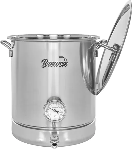 Miniatura 5 de BREWSIE Hervidor de cerveza casero de acero inoxidable con doble filtración. Equipa con termómetro de fondo falso y válvula de bola para elaborar