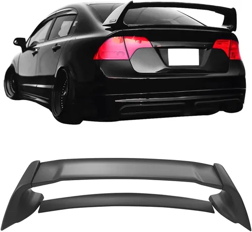 Miniatura 21 de Alerón de cajuela prepintado compatible con Honda Civic Sedán 2006-2011, ABS pintado negro brillante. Alerón de ala para cajuela trasera disponible