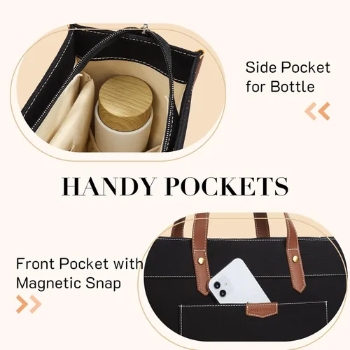 Miniatura 4 de Missnine Bolsa de mano para laptop de 15.6 pulgadas, bolsa de hombro para laptop de lona, bolsas de trabajo, cartera de mano informal, maletín