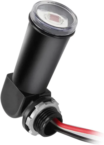 Paquete de 1 sensor fotoeléctrico para exteriores, control de iluminación de conducto de montaje giratorio del atardecer al amanecer con fotocélula,
