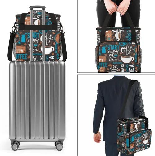 Miniatura 7 de Bolsa de transporte para cafetera, color azul, compatible con Keurig K-Mini o K-Mini Plus, portátil, de una sola porción, con bolsillos para AA