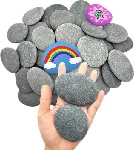 Miniatura 9 de lifetop 50 rocas de pintura, rocas naturales para bricolaje, rocas planas y suaves para artes, manualidades, decoración, rocas medianas y pequeñas