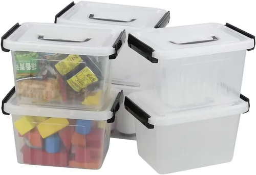 Miniatura 10 de Asking Paquete de 4 cajas de almacenamiento de plástico transparentes grandes de 50 L, contenedores de almacenamiento de plástico con ruedas
