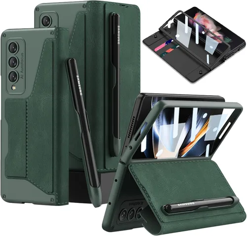 Miniatura 8 de Funda protectora de cuerpo completo para Samsung Galaxy Z Fold4 5G con ranura para S Pen, funda protectora de cuerpo completo antiarañazos de cuero