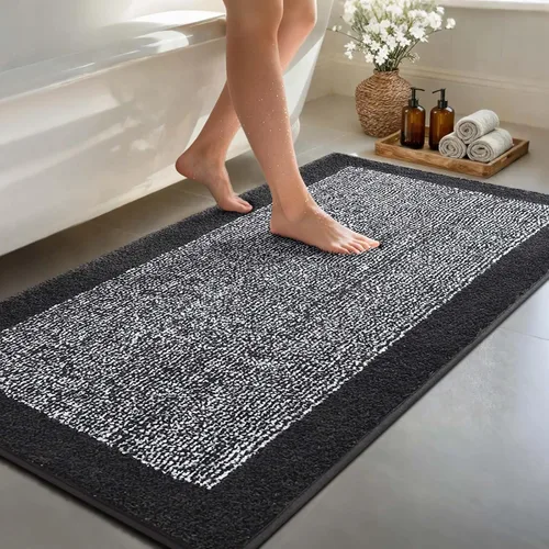 Miniatura 26 de Alfombras de baño de 17 x 24 pulgadas, antideslizantes, lavables, color gris, para bañera, tapete de baño para baño, tapete suave y absorbente