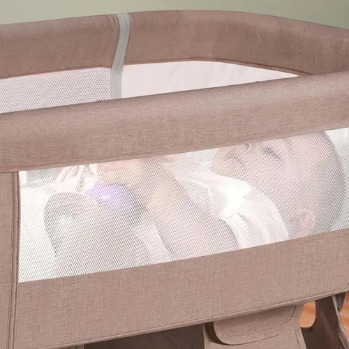 Miniatura 6 de Soobaby Cuna para bebé, cuna 3 en 1, cama portátil ajustable para bebé, cuna para recién nacido, cama imprescindible para bebé, color caqui