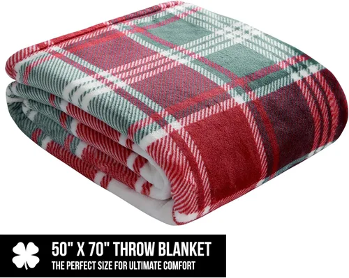 Miniatura 2 de Lucky Brand - Manta de felpa de invierno roja a cuadros de 50x70 pulgadas, manta suave y lujosa de microfibra para una comodidad y calidez extremas
