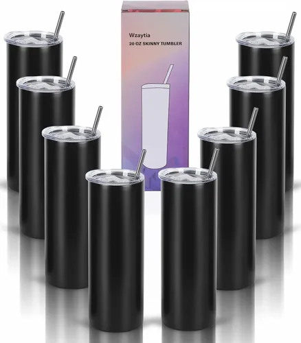 Miniatura 9 de Paquete de 4 vasos delgados de 20 onzas, juego de vasos delgados de acero inoxidable en caja de regalo individual, 20 onzas de capacidad, vaso