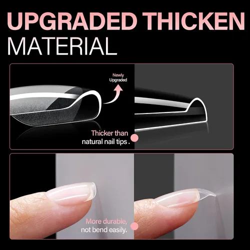 Miniatura 2 de AILLSA Puntas de uñas cuadradas extra cortas – 240 puntas de uñas postizas prelimadas gruesas puntas de uñas medio mate, uñas postizas para regalo