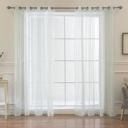 Miniatura 16 de Best Home Fashion juego de cortinas combinadas y mezcladas con estampado marroquí, para oscurecimiento de habitación, 4 unidades, arandelas