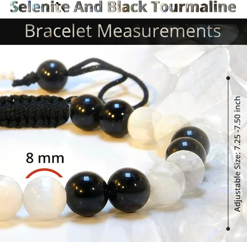 Miniatura 128 de Adjustable Crystal Bracelet – Gemstone Bead Bracelet with Adjustable Macrame String – Chic Gemstone Bracelet for Men and Women – 8mm Round Healing