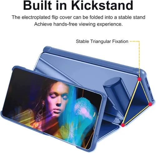 Miniatura 4 de Funda para Huawei P40, funda de espejo abatible con función de soporte, PC/PU translúcida transparente a prueba de golpes, funda protectora