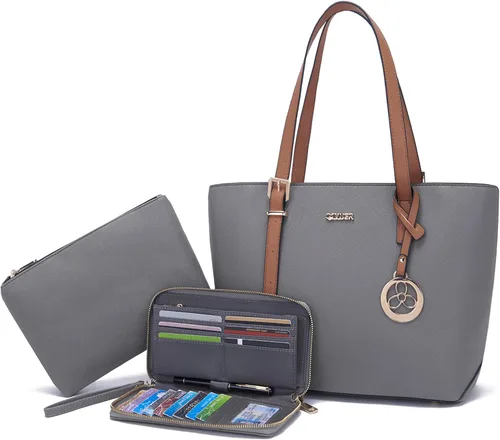 Miniatura 16 de Qiyuer - Juego de carteras y bolsos para mujer, bolso de trabajo, bolso de mano, bolso de hombro con asa superior, bolso con cartera a juego