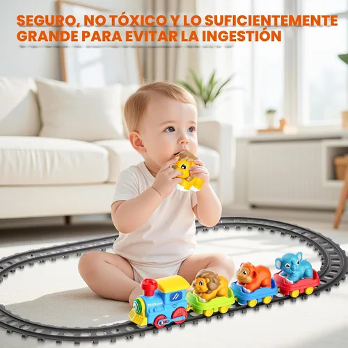 Miniatura 4 de Juego de tren para niños pequeños con vapor, música y luces - Juguete de tren eléctrico para niños con accesorios de vías, incluye 3 vagones
