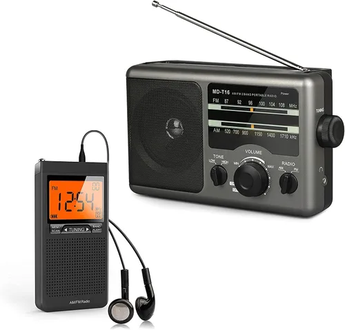 Radio portátil AM FM con batería con la mejor recepción, conector para auriculares, mejor calidad de sonido