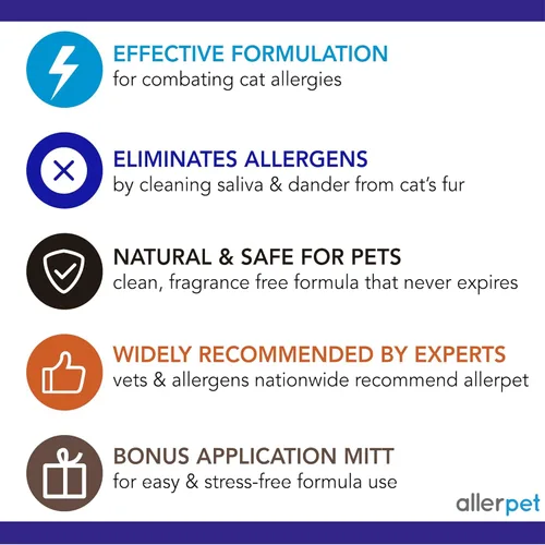Miniatura 7 de Allerpet Removedor de Caspa de Gato Libre de Aloe Vera - Alivio de Alergias por Caspa de Mascotas, Alivio de Alergias Natural y Seguro para Gatos