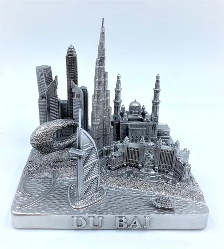 Miniatura 6 de Dubai 3D City Famoso Modelo de Edificio Estatua Decoración de Recuerdo para Oficina en Casa 4" (Dorado)