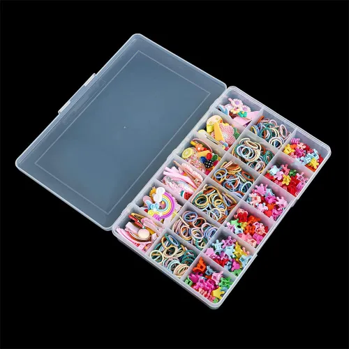 Miniatura 7 de Paquete de 2 cajas fijas de plástico transparente con compartimento de 18 rejillas, organizador transparente con tapa para cuentas, botón, hardware