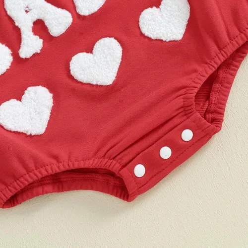 Miniatura 73 de SOLILOQUY Traje de manga larga con cuello redondo para el primer día de San Valentín para bebé niño y niña, mameluco de corazón de amor