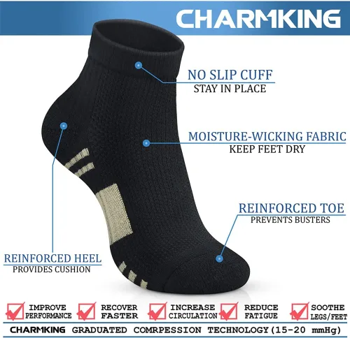 Miniatura 3 de CHARMKING Calcetines de compresión para mujeres y hombres, circulación de 15 a 20 mmHg, lo mejor para atletismo, correr, ciclismo, enfermera, uso