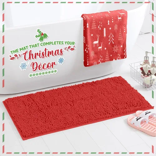 Miniatura 76 de LuxUrux Tapete de microfibra afelpada, de felpilla extrasuave, pelo largo de 1 pulgada, muy absorbente, para baño o ducha, lavar y secar a máquina