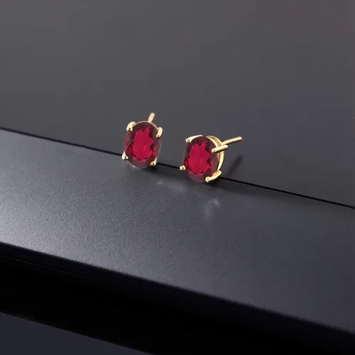 Miniatura 164 de Gem Stone King Aretes de oro de 14 quilates con piedra natal ovalada de 0.315 x 0.236 in Aretes de oro para mujer