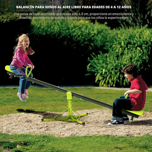 Miniatura 6 de Iyoyo Teeter Totter - Balancín para niños al aire libre para edades de 4 a 8 años, balancín para sentarse y girar Teeter Totter para exteriores