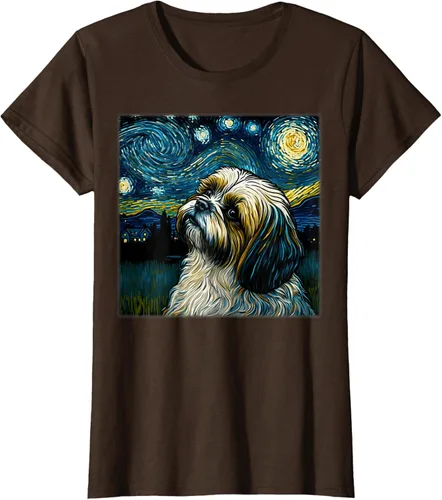 Miniatura 16 de Camiseta Surrealism Starry Night Shih Tzu Dog