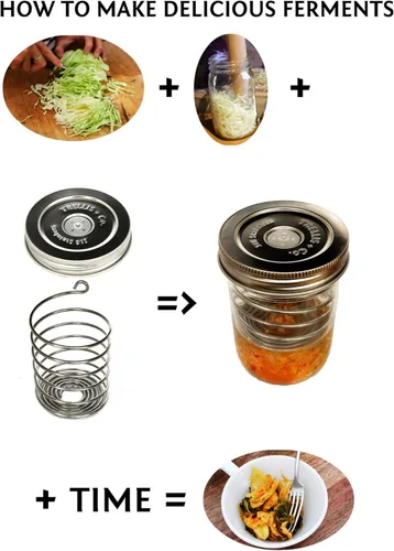 Miniatura 6 de Bobinas PickleHelix de acero inoxidable, pesas de fermentación Paquete de 3 para fermentación de tarros Mason de boca ancha La mejor manera