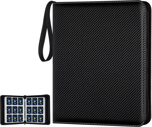 Miniatura 25 de GERMUN Carpeta de 4 bolsillos para tarjetas, carpeta de tarjetas de intercambio con cremallera premium, carpeta de colección de tarjetas de 400 4