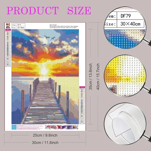 Miniatura 4 de Paquete de 6 kits de pintura de diamantes para adultos principiantes, juegos de arte de diamantes de playa 5D, pintura de amanecer redonda completa