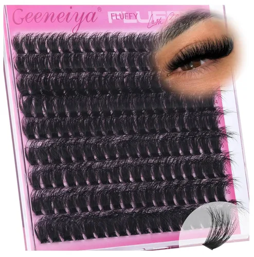 Miniatura 9 de Geeneiya Kit de racimos de pestañas de 5 estilos, extensiones de racimos de pestañas de volumen/mega/completo/inferior con adhesivo de pestañas