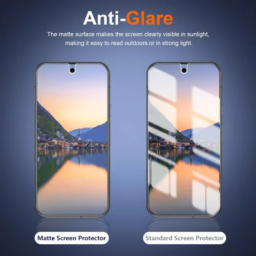 Miniatura 5 de [Paquete de 2+2] Protector de pantalla de privacidad mate de 4 vías de 360° para Google Pixel 9 Pro con protector de lente de cámara, compatible