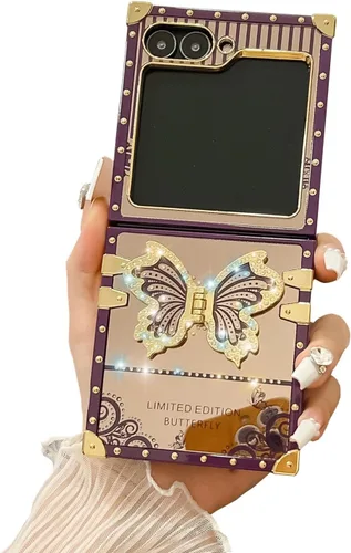 Miniatura 29 de Compatible con Funda Samsung Galaxy S22 Ultra, Diseño de Mariposa Brillante de Lujo con Soporte Plegable Kickstand para Mujeres y Niñas, Funda Rosa