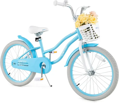 Miniatura 11 de BABY JOY Kids Bike, 12 14 16 18 20 Inch Boys Girls Bike w/Adjustable Seat, Removable Basket, Handbrake & Coaster Brake, Training Wheels or Turquesa
