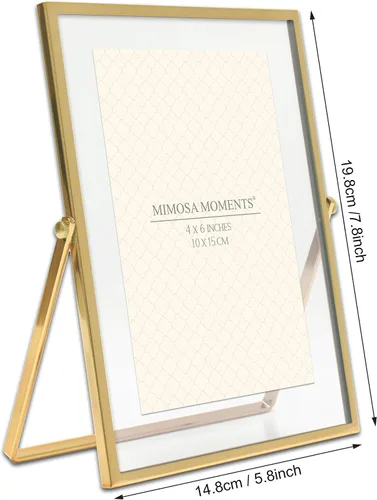 Miniatura 4 de Marco flotante de metal para fotografías Double Glass Tabletop Display, Modern Minimalist Photo Frame for Home & Office Decor, 4x6 Photo Frame