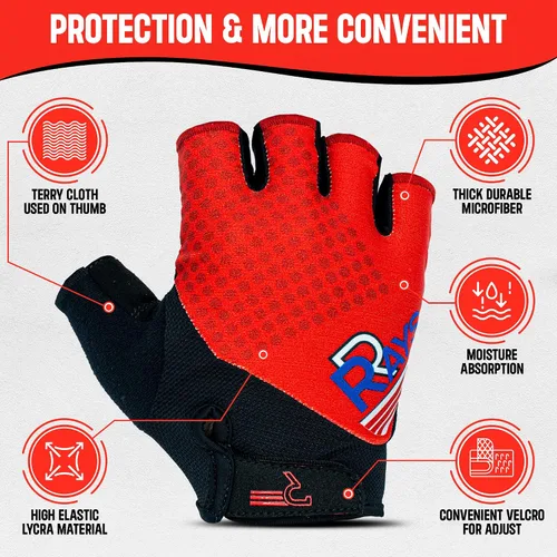 Miniatura 2 de RRAYS Guantes de ciclismo - Tela de licra transpirable - Guantes acolchados de medio dedo, guantes de bicicleta unisex, guantes de ciclismo