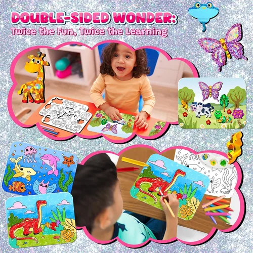 Miniatura 3 de sinceroduct Kit de arte de aluminio para niños, arte y manualidades para niños de 4 a 8 años, suministros de juguetes de viaje, calcomanías