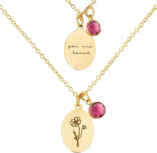 Collar de flores de nacimiento, collar de piedra natal de diciembre, collar con dije para mamá, regalos de cumpleaños, cadena de oro, delicado