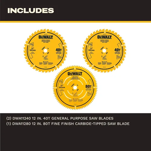 Miniatura 2 de DEWALT Hoja de sierra circular de 12 pulgadas 80T de metal duro, hoja de sierra de acabado fino (DWA11280)