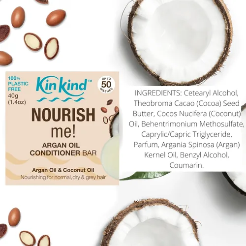 Miniatura 8 de KinKind NOURISH me! Set de barra de champú y acondicionador Barras de champú y acondicionador de aceite de argán y aceite de coco para hidratación