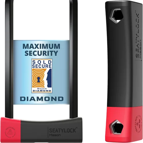 Miniatura 9 de Seatylock Mason Candado de Bicicleta en U - Candado Antirrobo de Alta Resistencia Patentado con Diamante Seguro ULock - Herramienta de Seguridad