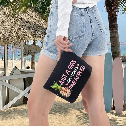 Miniatura 7 de LEVLO Bolsa de cosméticos divertida de piña, regalo para amantes de la fruta, piñas, cremallera, bolsa de piñas, regalo para amantes de las piñas